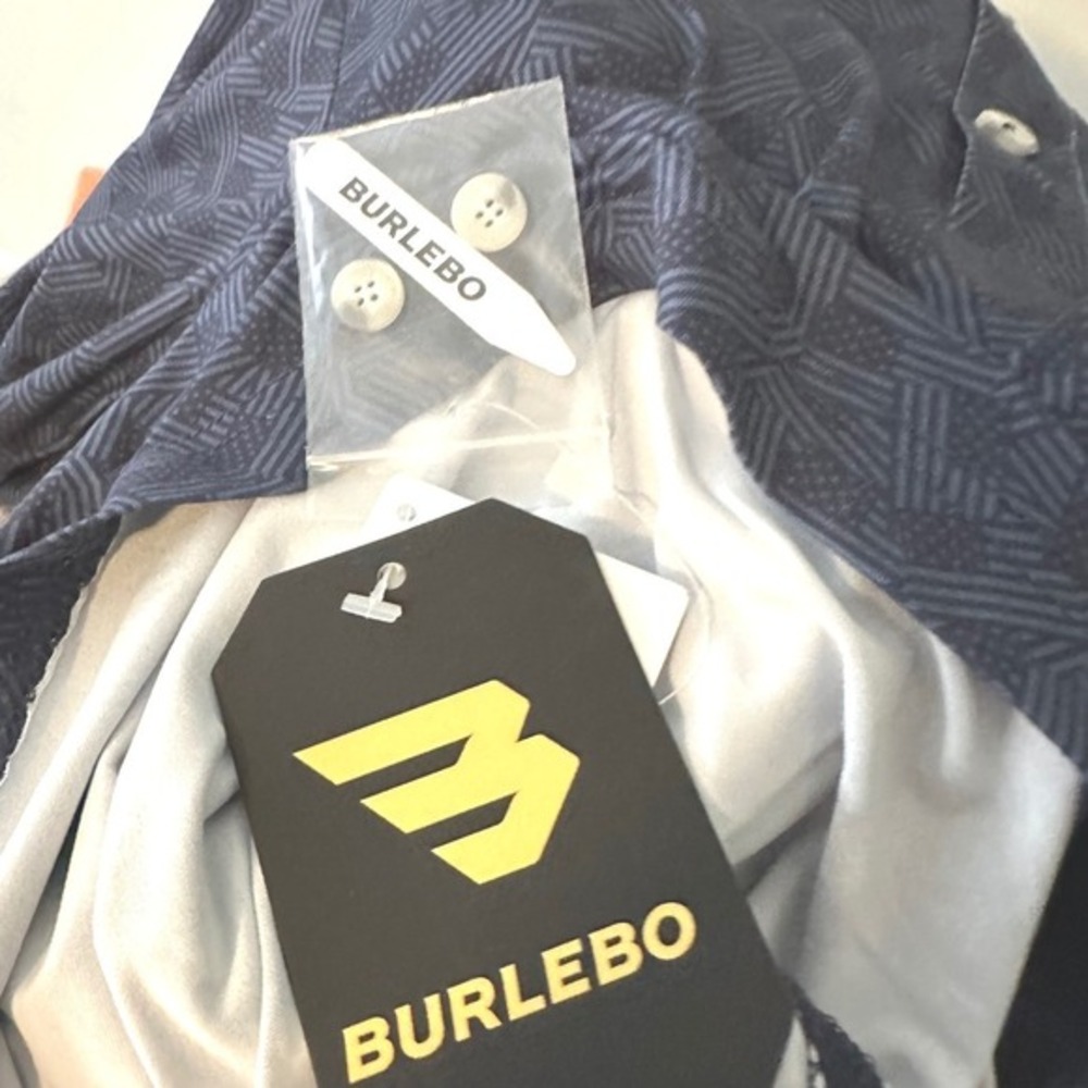 BURLEBO Mens Navy Performance Polo Size‎ S Geometric Golf Shirt - Picture 8 of 13